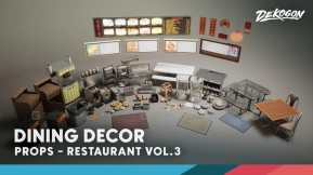 【UE】餐厅第三卷 - 用餐装饰（纳米级与低多边形）  Restaurant VOL.3 - Dining Decor (Nanite and Low Poly)