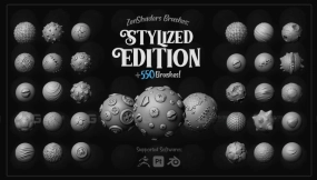 皮肤毛发缝线木头纽扣金属裂纹风格化画笔合集 Zenshaders Brushes Stylized Edition