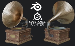 「福利」「中英字幕」Udemy - Blender+Substance Painter留声机建模渲染
