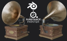 「福利」「中英字幕」Udemy - Blender+Substance Painter留声机建模渲染