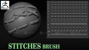 zbrush缝线针脚笔刷 Stitches 