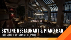 【UE】城市天际线餐厅与钢琴酒吧  City Skyline Restaurant & Piano Bar