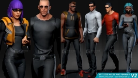 【UE】风格化男性女性模型 Stylized Males and Females - with assets and UI