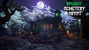 【UE5.7】风格化恐怖墓地与地穴  Stylized Spooky Cemetery & Crypt