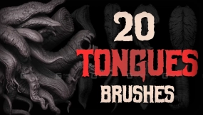 人物怪兽舌头笔刷模型 20 Tongues Brush + Obj
