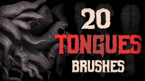 人物怪兽舌头笔刷模型 20 Tongues Brush + Obj