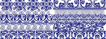 中式青花瓷边饰花纹图案AI矢量设计素材