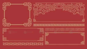 中式古典边框东方纹样图案传统新年元素矢量设计素材