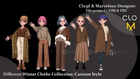 卡通冬装系列女装衬衫裙子外套 Different cartoon Winter Clothes Collection For women Vol 1 3D model