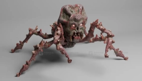装配好的恐怖蜘蛛骷髅怪物  Rigged Scary Spider Skull Creature Monster