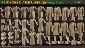 45套中世纪男装大礼包（ZPRJ-FBX格式）第四卷 45 Medieval Men Clothing-MEGA PACK(zprj-fbx)- VOL 4