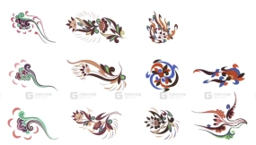 敦煌飞天壁画花草配件古典中国风如意首饰图案纹样AI矢量设计素材
