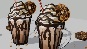 Blender奶茶杯卡通风格2D风格 Blender Milk Tea Cup Cartoon Style 2D Style