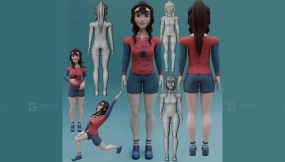 绑定好的女孩角色-Girl Character Rigged