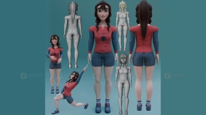 绑定好的女孩角色-Girl Character Rigged