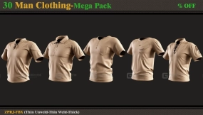 5套男士户外工装T恤短袖模型 30 Man Clothing- MEGA PACK -(zprj-fbx)-OFF