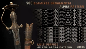 中式古风花纹黑白Alpha贴图混合遮罩 ALPHAS - 2nd PACK OF MIDDLE ASIAN ORNAMENTS AND PATTERNS