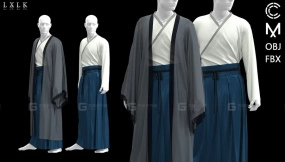 2套男士中式汉服古装模型 Men's Blue Hanfu_2 version