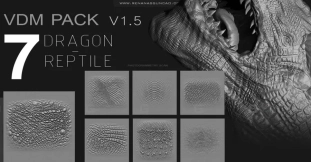 恐龙鳞片粗糙皮肤笔刷 Dragon Zbrush Brush Vdm Free