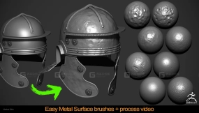 ZBrush雕刻金属做旧破损凹凸划痕表面细节的zb笔刷及Alpha贴图