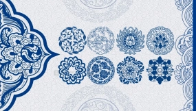 中式传统青花瓷矢量图案素材