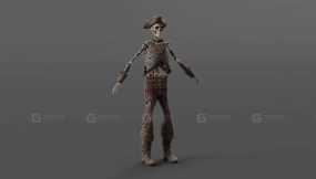 被诅咒的海盗骷髅未绑定模型  Cursed Pirate Skeleton Unrigged