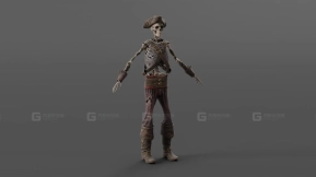 被诅咒的海盗骷髅未绑定模型  Cursed Pirate Skeleton Unrigged