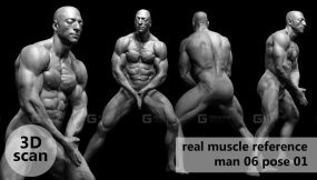 扫描男性肌肉结构身体模型06 3D scan real muscleanatomy Man06 pose 01