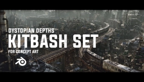 反乌托邦建筑城市模型  Artstation C Dystopian Depths Kitbash