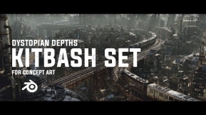 反乌托邦建筑城市模型  Artstation C Dystopian Depths Kitbash