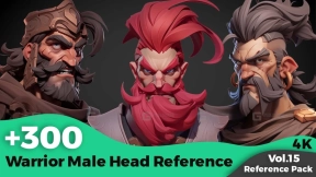 风格化的老年武士AI参考图像 +300 Warrior Male Head References (4k)