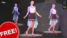 女性连衣裙短裙百褶裙舞台演出服胸衣 Female Star Dress - 76 Marvelous Designer and Clo3D