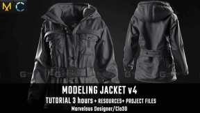 黑色外套夹克大衣风衣模型 Tutorial MDClo3D - Jacket v4