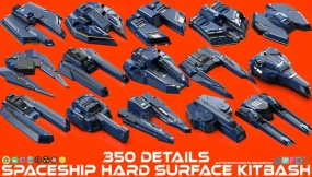 Blender硬表面宇宙飞船模型 SPACESHIP Hard Surface KITBASH 350 DETAILS
