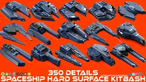 Blender硬表面宇宙飞船模型 SPACESHIP Hard Surface KITBASH 350 DETAILS
