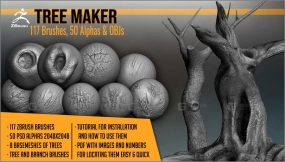树木制作工具 117个ZBrush笔刷 50个Alpha和8个树木基础网格 Tree Maker 117 ZBrush Brushes, 50 Alphas and 8 Tree Basemeshes