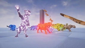 【UE】多边形艺术美洲狮与黑豹  Poly Art Cougars and Panthers