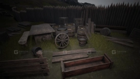 【UE】中世纪系列 村庄木质道具  Medieval Series  Village Wooden Props