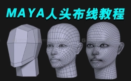 【MAYA人头建模】人物五官布线详细建模教程，100%成功角色头部布线方法（眼睛，鼻子，嘴巴，耳朵MAYA零基础五官布线建模教学）