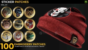 100个SP刺绣补丁材质球 Embroidery Patches for substance painter