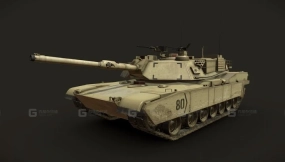 M1A2艾布拉姆斯主战坦克低模 M1A2 Abrams Tank - Low Poly 3D Model