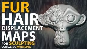 毛发绒毛毛巾动物短毛alpha贴图 Fur And Hair Displacement Maps (Alphas) For Sculpting, Surface Modeling (Blender, ZBrush)
