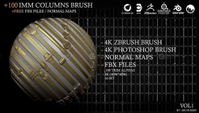 古典风格柱子石柱雕刻笔刷  4k Classic Column Brushes