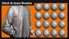 15个针脚缝线笔刷 Stitch & Seam Brushes - Zbrush (FREE)