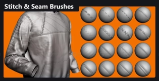 15个针脚缝线笔刷 Stitch & Seam Brushes - Zbrush (FREE)