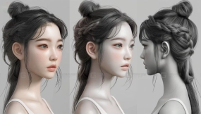 亚洲女性人物头部造型参考10