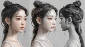 亚洲女性人物头部造型参考10