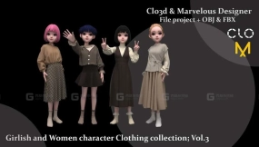 4款女性时尚衣服衬衫连衣裙短裙袜子模型