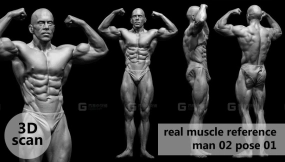 扫描男性肌肉结构身体模型02 3D scan real muscleanatomy Man02 pose 01