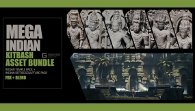 印度佛像神庙3D模型 Artstation – Mega Indian Kitbash Asset Bundle – Indian Temple Architecture Pack + Indian Deities sculpture Bundle